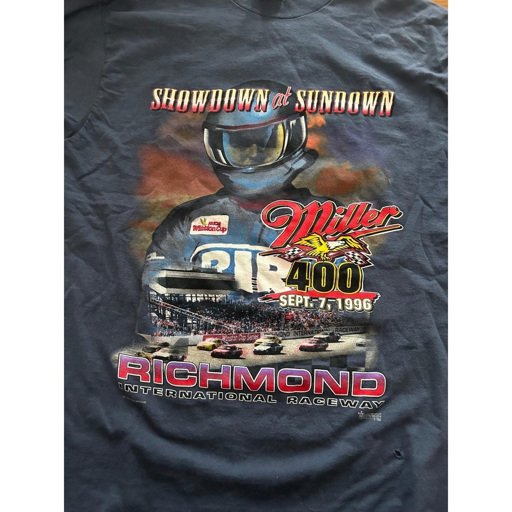 Vintage 1996 Miller 400 NASCAR Richmond Raceway Tee Large Showdown at Sundown